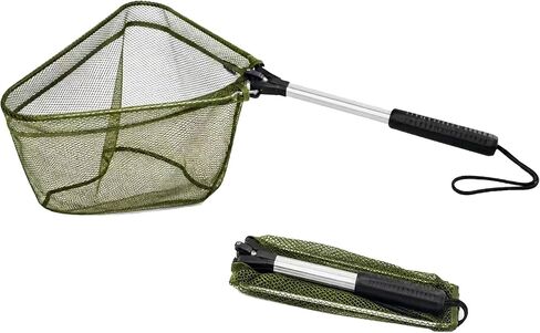 BasicGear Foldable Triangle Fishing Landing Net, 20"/30"/40" Total Length in Kuwait