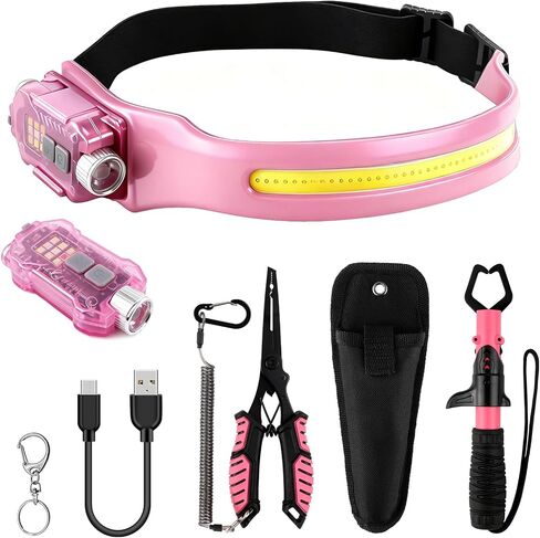 mouhike Pink Fishing Tool Set LED Headlamp Fish Lip Gripper Pliers in Saudi Arabia