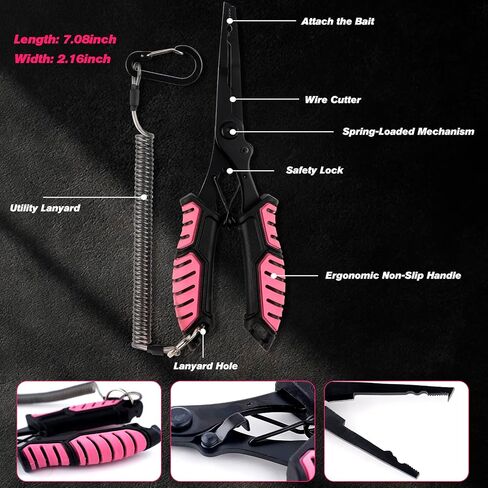 mouhike Pink Fishing Tool Set LED Headlamp Fish Lip Gripper Pliers in Saudi Arabia