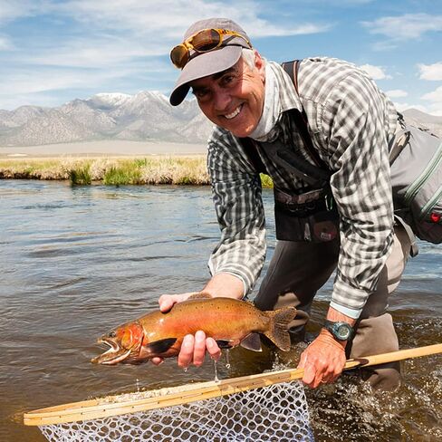 Fly Fishing Landing Net Soft Rubber Mesh Trout Net with Handle Catch and Release Nets Freshwater Saltwater Wooden Nets Gifts for Father Men in Saudi Arabia