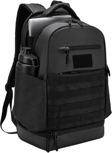 Tactical Backpack for Men Military Rucksack Gym Backpack with Shoe Compartment Work Laptop Backpack Travel Daypack Bug Out Bag 3 Day Pack with MOLLE System for Hiking Camping Fitness (Black) in Saudi Arabia