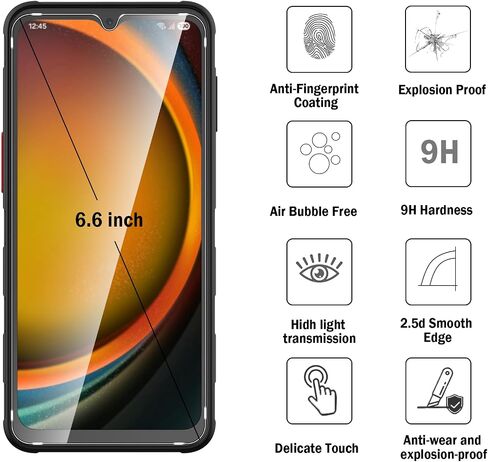 2 Pack Compatible with Samsung Galaxy XCover7 Pro/Galaxy XCover 7/Honor X5c/X5c Plus Screen Protector,9H Tempered Glass Film,Bubble-Free for Galaxy XCover 7 Pro Screen Protector in Kuwait