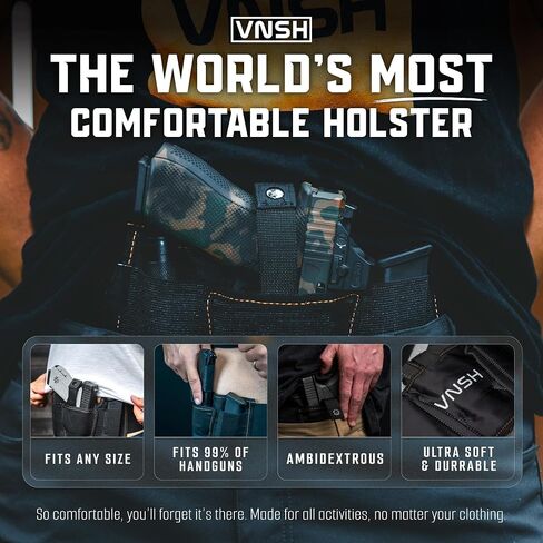 VNSH Belly Band Holster – Comfortable, Secure & Discreet | Concealed Carry Fit with Built-in Mag Pouches & 20" Extender Included in Kuwait
