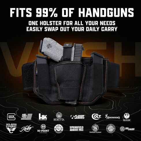 VNSH Belly Band Holster – Comfortable, Secure & Discreet | Concealed Carry Fit with Built-in Mag Pouches & 20" Extender Included in Kuwait