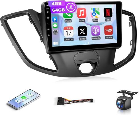 8Core 4G+64G Car Stereo for Ford Transit 2013 to 2019 Radio Wireless Apple Carplay Android Auto,9" Touch Screen for Transit Car Play GPS Navi 5G WiFi FM RDS EQ DSP Camera, Non. Large Screen in Saudi Arabia