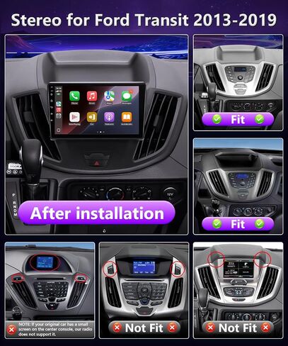 8Core 4G+64G Car Stereo for Ford Transit 2013 to 2019 Radio Wireless Apple Carplay Android Auto,9" Touch Screen for Transit Car Play GPS Navi 5G WiFi FM RDS EQ DSP Camera, Non. Large Screen in Saudi Arabia