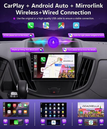 8Core 4G+64G Car Stereo for Ford Transit 2013 to 2019 Radio Wireless Apple Carplay Android Auto,9" Touch Screen for Transit Car Play GPS Navi 5G WiFi FM RDS EQ DSP Camera, Non. Large Screen in Saudi Arabia