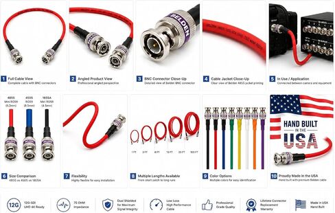 AV-Cables 12G-SDI BNC to BNC Cable, 4855R,3ft, Red in Kuwait