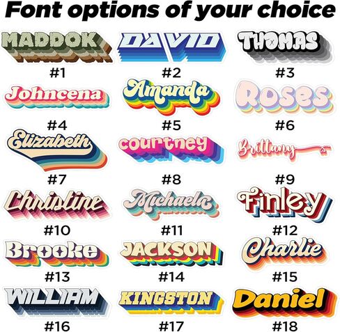 Custom Retro Name Sticker – Personalized Vintage Typography Decal – 70s 80s 90s Aesthetic Font Styles – Waterproof Vinyl for Water Bottles, Laptops, Kindle, Notebooks – Fun Gift for Kids & Teens in Saudi Arabia