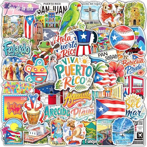 200PCS Puerto Rico Travel Stickers, Waterproof Puerto Rican Decals in Kuwait