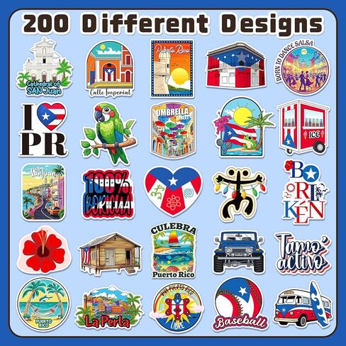 200PCS Puerto Rico Travel Stickers, Waterproof Puerto Rican Decals in Kuwait