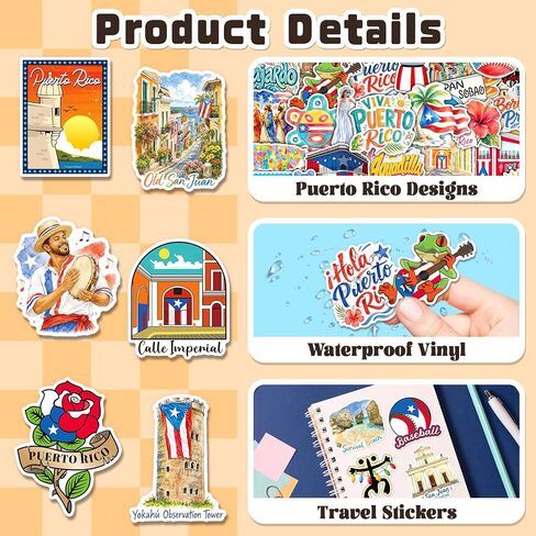 200PCS Puerto Rico Travel Stickers, Waterproof Puerto Rican Decals in Kuwait
