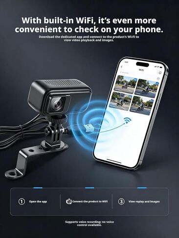 DM03 4K 2160P Ultra HD Cycling Dash Cam,800W Pixel Starlight Night Vision,IP68 Waterproof Anti‑Shake Bike Camera,Loop Recording,5V‑100V Step‑Down Cable,WiFi Viidure APP,3 Mounts & 64GB TF Card in Saudi Arabia