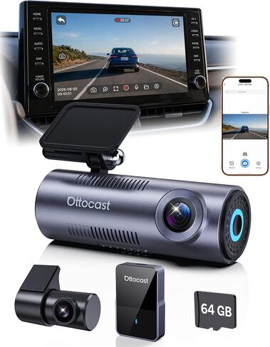 OTTOCAST 2K Dash Cam Front and Rear + Wireless Carplay,Factory-Screen View in Saudi Arabia