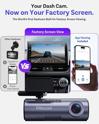 OTTOCAST 2K Dash Cam Front and Rear + Wireless Carplay,Factory-Screen View in Saudi Arabia