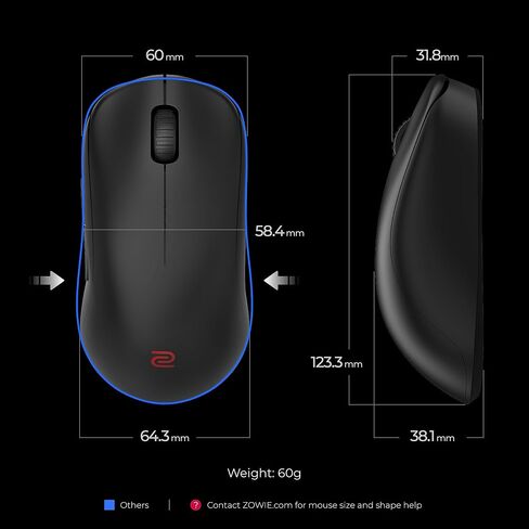 BenQ Zowie S2-DW 4K Wireless Mouse for Esports, ​Sports Science, 4K Enhanced Receiver, 65g, Symmetrical, Driverless, 3950 Sensor, 4K Polling Rate in Kuwait