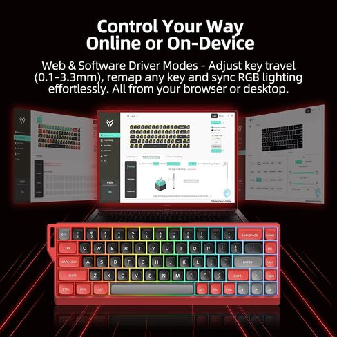 MicroPack WIN68 HE MAX Hall Effect Mechanical Gaming Keyboard, 60% Wired, Magnetic Switch, Rapid Trigger Adjustable Actuation, 8KHz Polling Rate, RGB Backlit for FPS MOBA Gamer Laptop PC in Kuwait