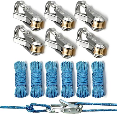 Rope Tightening Tool & Tensioner, 6 Pack Stainless Steel Cord Tightening Tool with Roller Cam Buckle, Heavy Duty Retractable Buckle Rope Roller for Camping, Tarps, Guy Lines, Boating and Outdoor Gear in Saudi Arabia