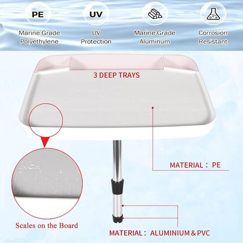 Boat Cutting Board - Deluxe Bait Cutting Table with Rod Holder Mount, Knife & Pliers Holder, 3 Deep Trays & Draining Hole - 1-Year Warranty in Saudi Arabia