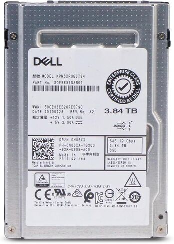 Dell/Kioxia PM5-V KPM5XRUG3T84 3.84TB SAS 12Gb/s TLC 2.5in Read Intensive Solid State Drive (Renewed) in Kuwait