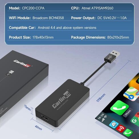 Carlinkit Wireless CarPlay & Android Auto USB Adapter - CPC200-CCPA (Black) in Saudi Arabia