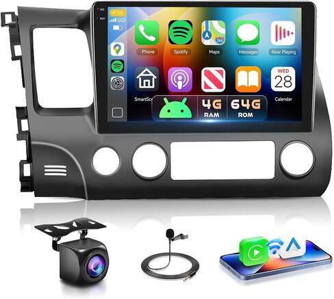 Podofo 4G+64G Car Radio for Honda Civic 2006-2011 Stereo Wireless CarPlay in Saudi Arabia