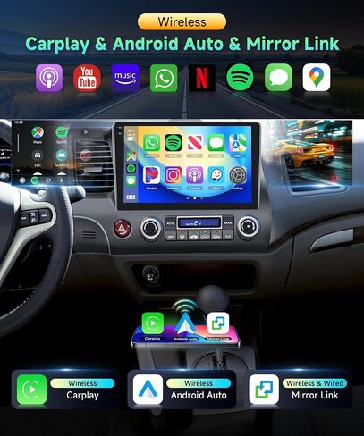 Podofo 4G+64G Car Radio for Honda Civic 2006-2011 Stereo Wireless CarPlay in Saudi Arabia