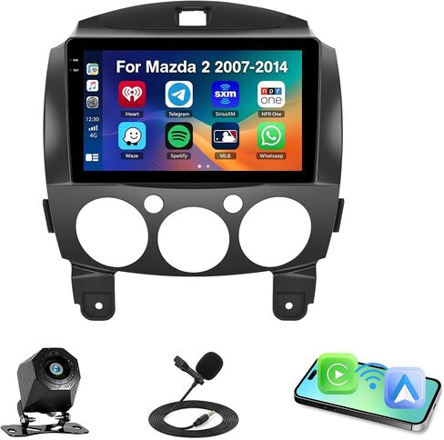 Car Radio Stereo for Mazda 2 2007-2014 with Wireless Carplay&Android Auto,9" Touchscreen MP5 Car Radio with Bluetooth,FM/RDS,SWC,DSP in Kuwait