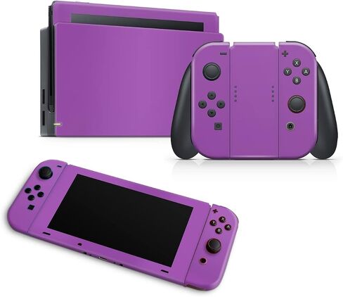 ZOOMHITSKINS Glitter Skin Compatible with Switch, Solid Dark Purple Minimal Design, Durable 3M Vinyl Decal Wrap, Precision Fit, Bubble-Free, Made in USA in Saudi Arabia