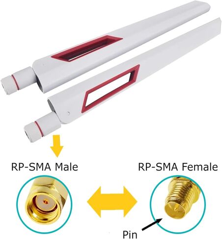 10dBi Tri-Band Adjustable External WiFi Antenna Pair | RP-SMA White/Red in Kuwait