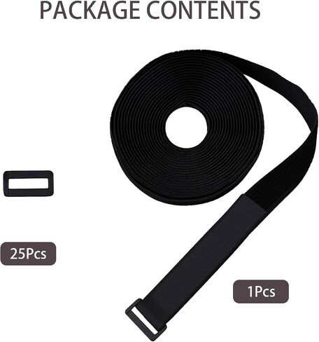 Black Cable Ties Roll with Buckles, Adjustable Nylon Straps Hook and Loop Cord Organizer, Cut-to-Length Loop Strap for Home, Office and Garage in Saudi Arabia