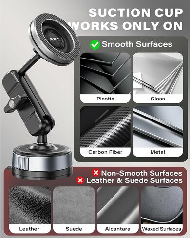 APPS2Car Magnetic Car Phone Holder for MagSafe Metal Arm, Suction Cup Mount in Kuwait