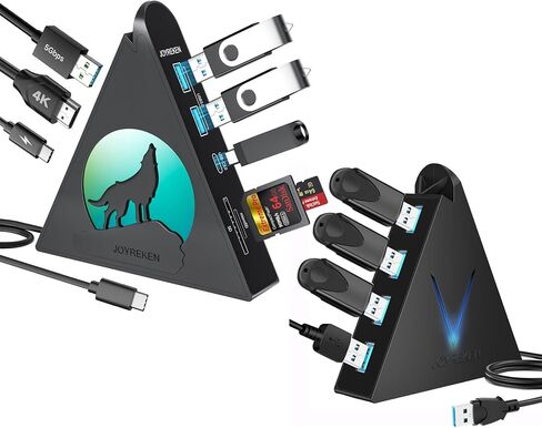 Black USB C HDMI Hub with Base& 4-Port USB 3.0 Hub, with 4K 30 Hz HDMI, 100W Power Delivery, 5 Gbps USB-C, USB-A 3.0, SD/TF Card Slots, Vertical Hub for iMac, MacBook, Mac mini, PC, Dell in Kuwait