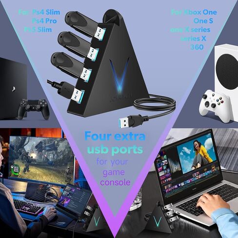 Black USB C HDMI Hub with Base& 4-Port USB 3.0 Hub, with 4K 30 Hz HDMI, 100W Power Delivery, 5 Gbps USB-C, USB-A 3.0, SD/TF Card Slots, Vertical Hub for iMac, MacBook, Mac mini, PC, Dell in Kuwait