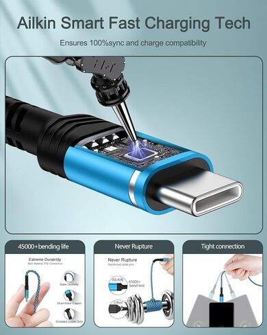 AILKIN 2-Pack USB A to USB C Cable, 6FT USB C Charging Cable Fast Charging in Kuwait