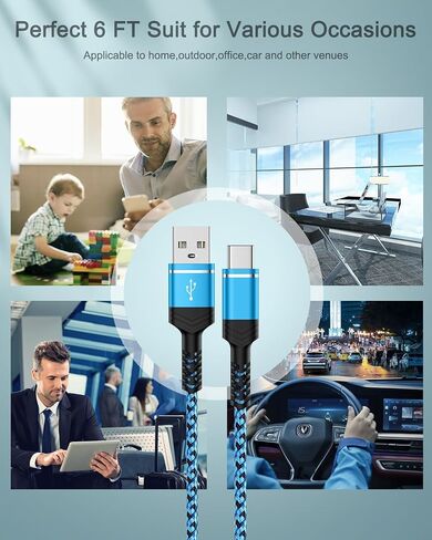 AILKIN 2-Pack USB A to USB C Cable, 6FT USB C Charging Cable Fast Charging in Kuwait