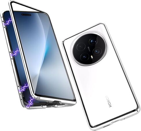 QUIETIP Magnetic Case for Honor Magic 8 Pro,Metal Frame Double Sided Clear Tempered Glass Cover,Black in Kuwait
