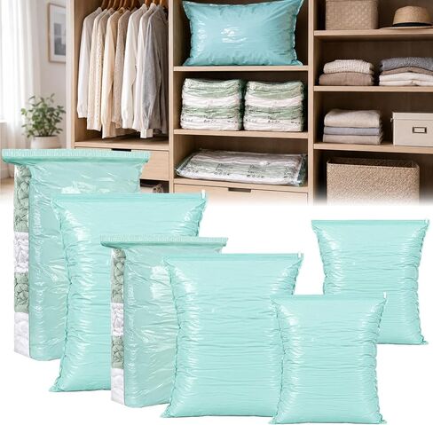6 Pack No Pump Vacuum Storage Bags for Clothes Bedding Blankets Space Saver in Saudi Arabia