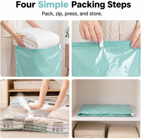 6 Pack No Pump Vacuum Storage Bags for Clothes Bedding Blankets Space Saver in Saudi Arabia