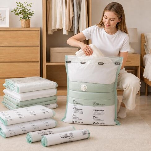 6 Pack No Pump Vacuum Storage Bags for Clothes Bedding Blankets Space Saver in Saudi Arabia