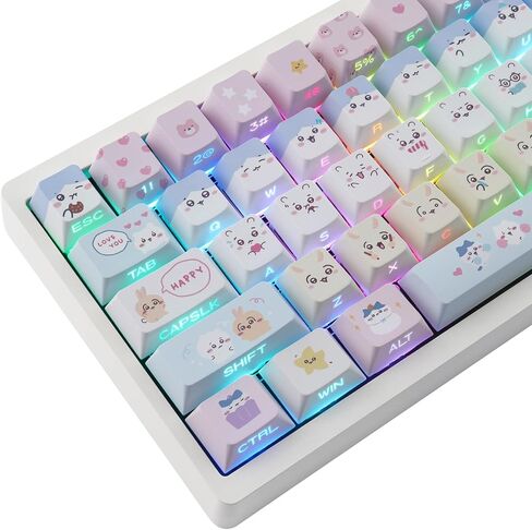 PBT Keycaps - Side Printed Keycap,136 Keys Meow Meow Squad Cat Keycaps in Kuwait