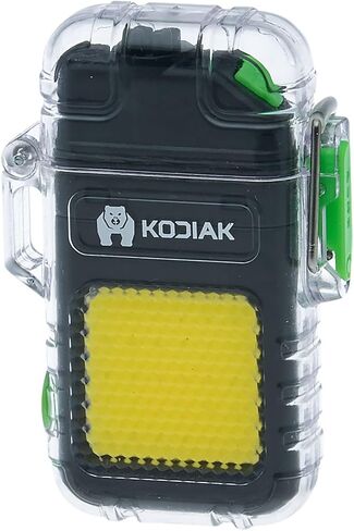 Kodiak Kampfire Rechargeable Plasma Lighter with Built-in LED Flashlight | Windproof, Flameless Electric Arc Fire Starter with Safety Lock | IPX4 Weather Resistant EDC Tool for Camping & Survival in Kuwait