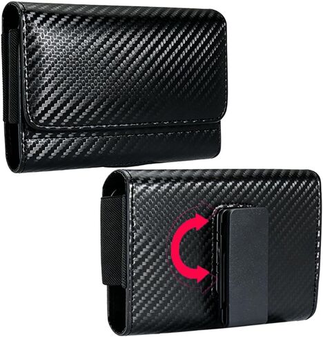 Holster Pouch for Galaxy Z Fold 8 with Belt Clip & Card Holder, Rotatable Belt Clip Luxury Carbon Fiber Leather Horizontal Holster Case in Kuwait