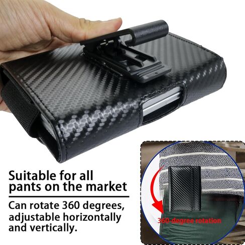 Holster Pouch for Galaxy Z Fold 8 with Belt Clip & Card Holder, Rotatable Belt Clip Luxury Carbon Fiber Leather Horizontal Holster Case in Kuwait