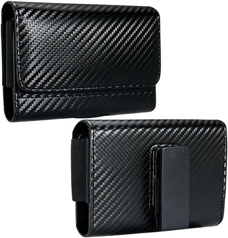 Holster Pouch for Galaxy Z Fold 8 with Belt Clip & Card Holder, Rotatable Belt Clip Luxury Carbon Fiber Leather Horizontal Holster Case in Kuwait