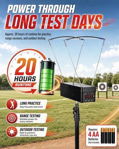 Projectile Speed Chronograph - Optical Velocity Meter with Bluetooth App, 0–9999 ft/s Speed Measuring Device, Adjustable Stand, Data Storage for Multiple Testing Needs in Kuwait