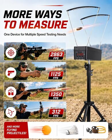 Projectile Speed Chronograph - Optical Velocity Meter with Bluetooth App, 0–9999 ft/s Speed Measuring Device, Adjustable Stand, Data Storage for Multiple Testing Needs in Kuwait