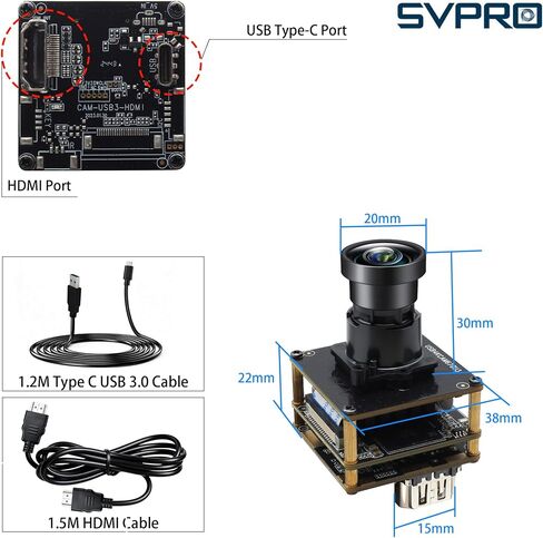 SVPRO 4K 60fps HDMI USB3.0 Camera Module with M16 2.8mm Lens, Wide Angle 110° IMX678 H.264 Type-C Computer Webcam Board for Windows Linux MacOS Andriod in Saudi Arabia