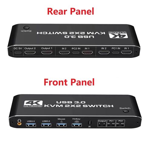 HDTV KVM USB Switch UHD 4K 3.5MM 2.0CH Audio Extractor for Dual PC Sharing in Kuwait