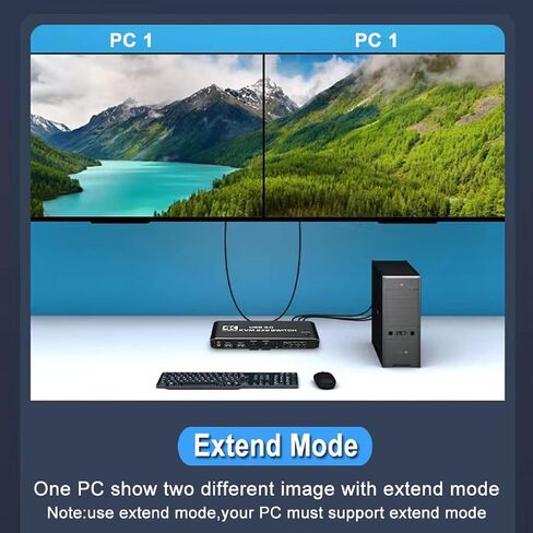 HDTV KVM USB Switch UHD 4K 3.5MM 2.0CH Audio Extractor for Dual PC Sharing in Kuwait